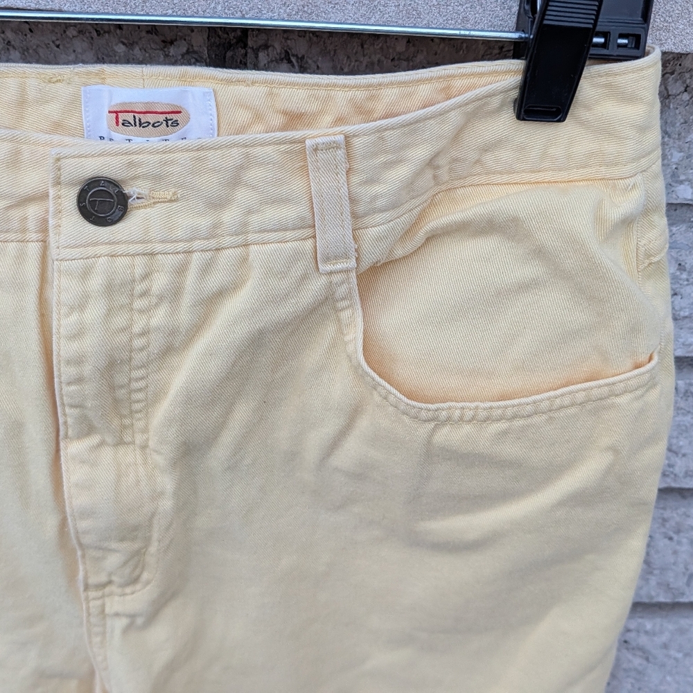 Talbots Jeans Women 12 Petite Yellow Skinny Pants High Waisted EUC 100% Cotton